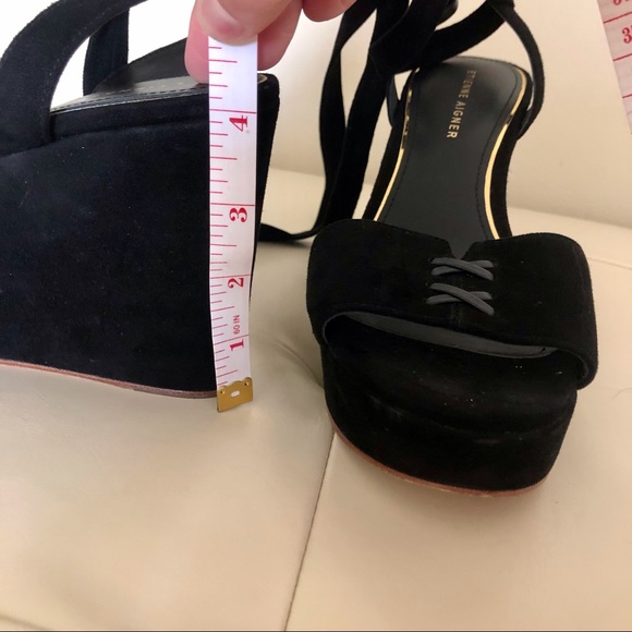 Etienne Aigner black suede Destroy platform sandals - Picture 8 of 9